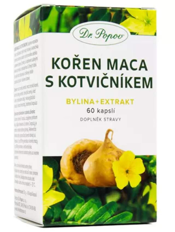 Kořen Maca s Kotvičníkem , 60 kapslí Dr. Popov