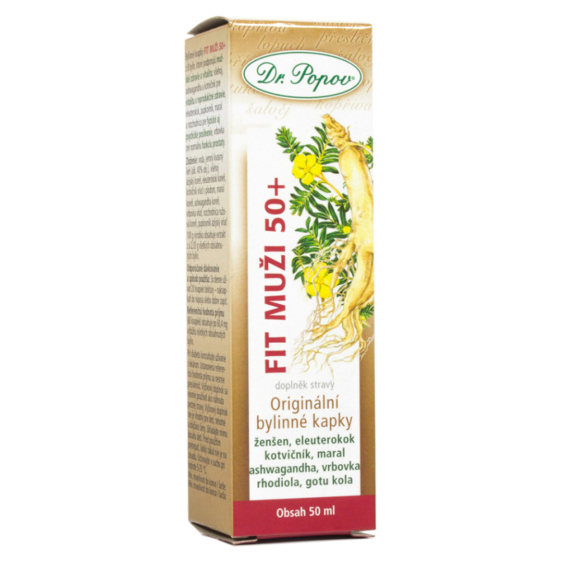 Fit muži 50+, originální bylinné kapky, 50 ml Dr. Popov