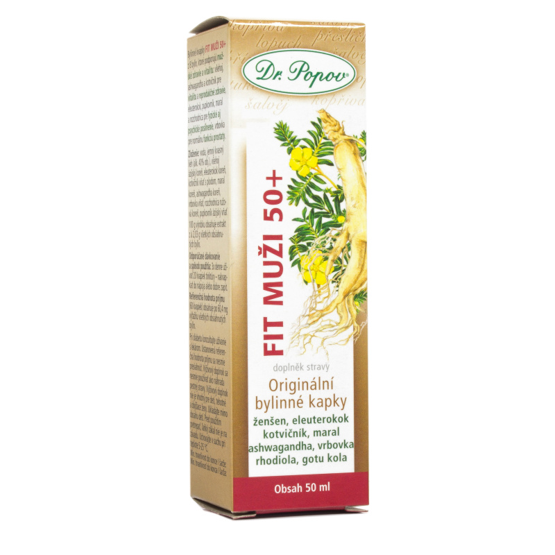 Fit muži 50+, originální bylinné kapky, 50 ml Dr. Popov