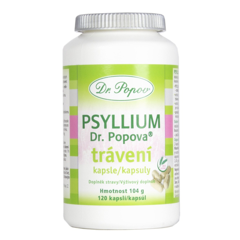 Psyllium Dr. Popova TRÁVENÍ kapsle, 120 ks Dr. Popov