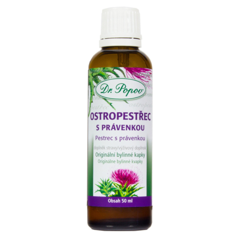 Dr. Popov Ostropestřec s právenkou, originální bylinné kapky, 50 ml