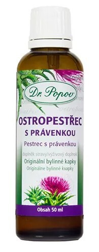 Dr. Popov Ostropestřec s právenkou, originální bylinné kapky, 50 ml