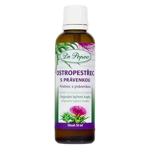 Dr. Popov Ostropestřec s právenkou, originální bylinné kapky, 50 ml