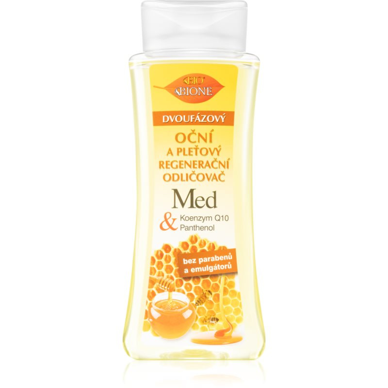 Bione Cosmetics Honey + Q10 dvoufázový odličovač na obličej a oči 255 ml