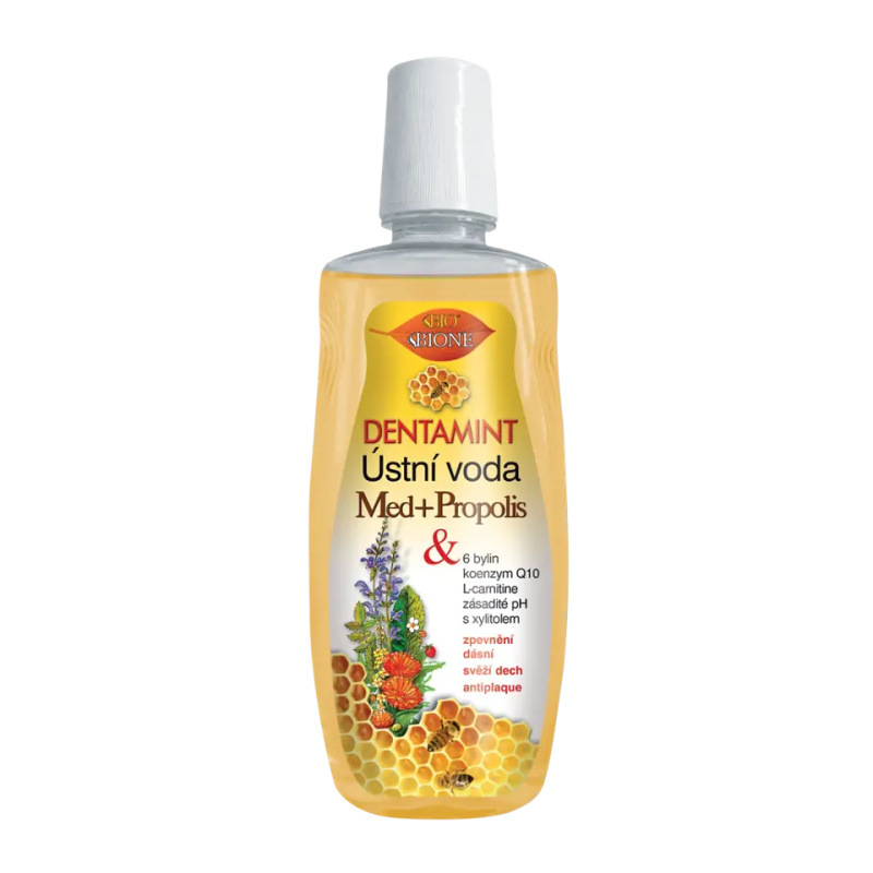 Bione Cosmetics Dentamint Med + Propolis ústní voda příchuť Honey + Propolis 500 ml