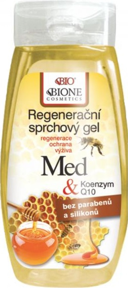 Bione Cosmetics Honey + Q10 regenerační sprchový gel 260 ml
