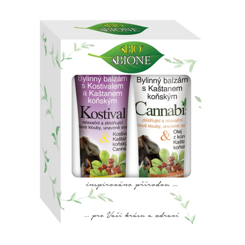 BIO BIONE Cannabis balzám + Kostival balzám dárková kazeta 2 ks