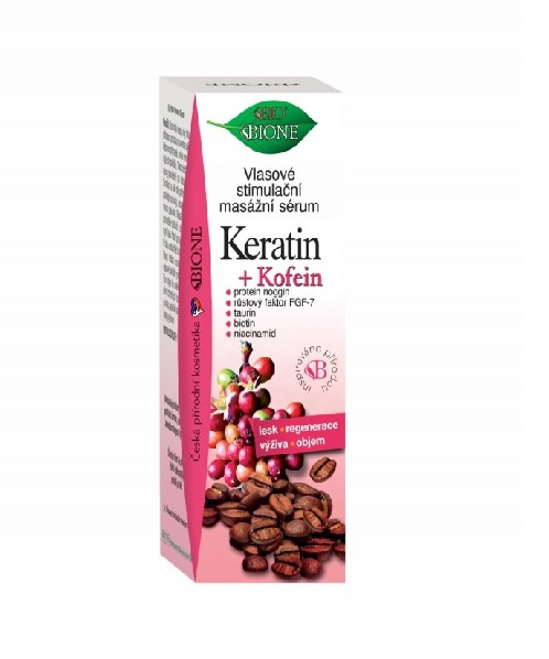 Bione Cosmetics Keratin + Kofein sérum pro růst vlasů a posílení od kořínků 215 ml