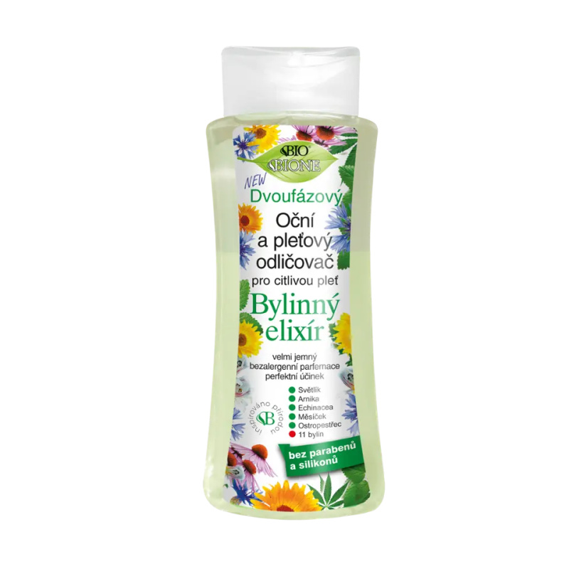 Bione Cosmetics Bylinný elixír dvoufázová odličovací emulze na oči 255 ml