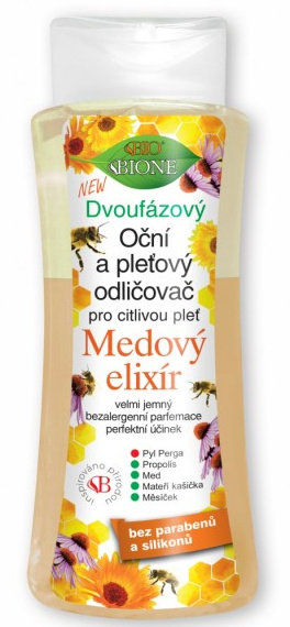 Bione Cosmetics Medový Elixír dvoufázový odličovač na obličej a oči 255 ml
