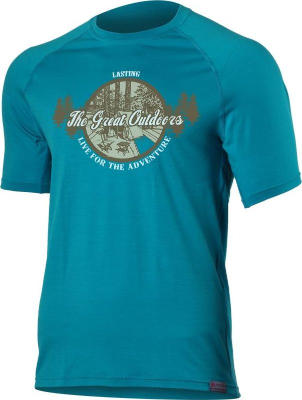 Pánské merino triko LASTING Lucas modré Velikost: M