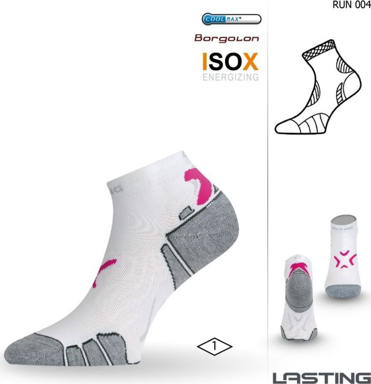 Funkční běžecké ponožky LASTING Run bílé Velikost: (38-41) M