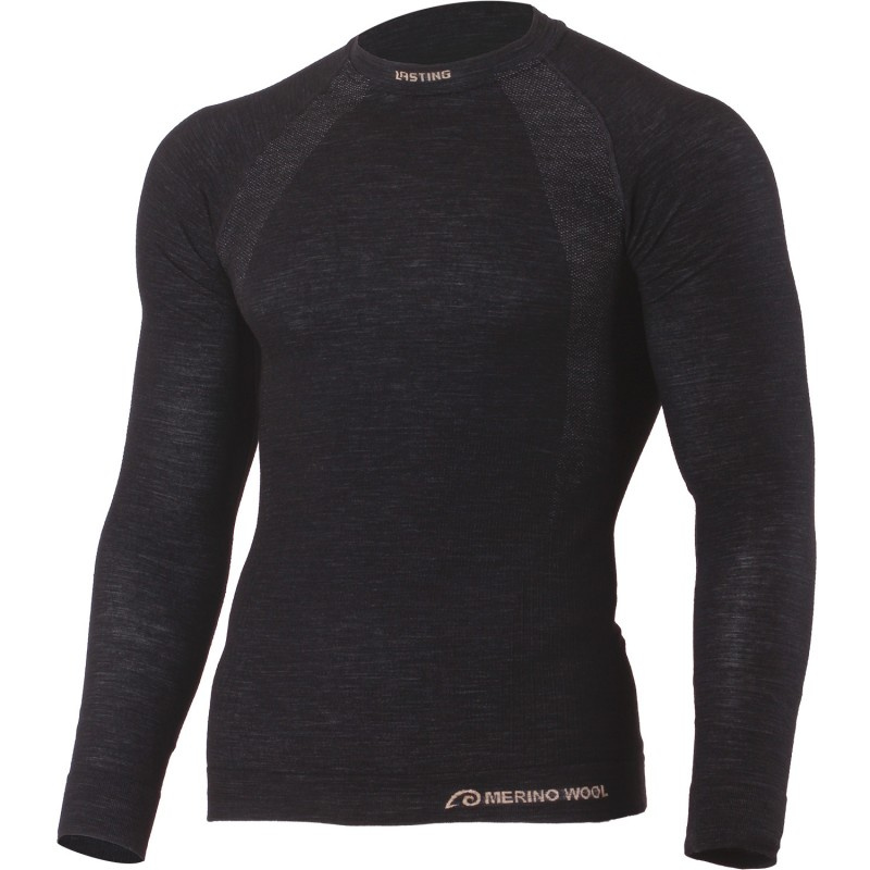 Pánské merino triko LASTING Wapol černé Velikost: S/M