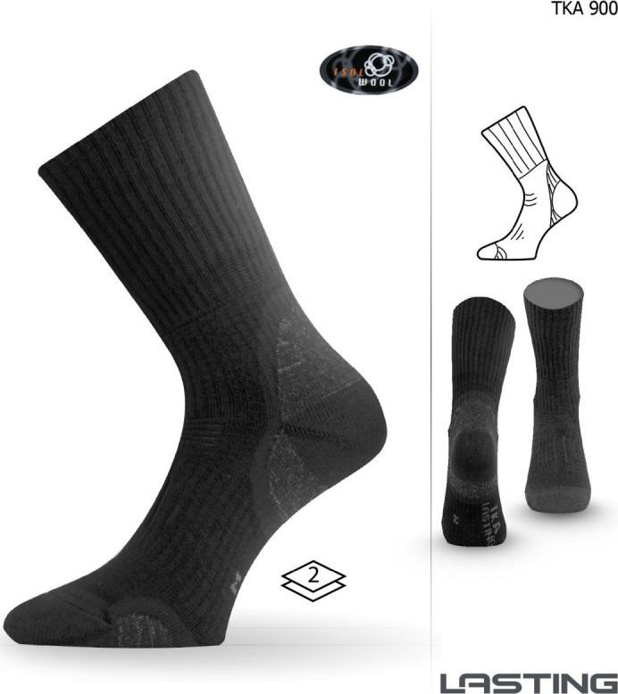 Merino ponožky LASTING Tka černé Velikost: (42-45) L