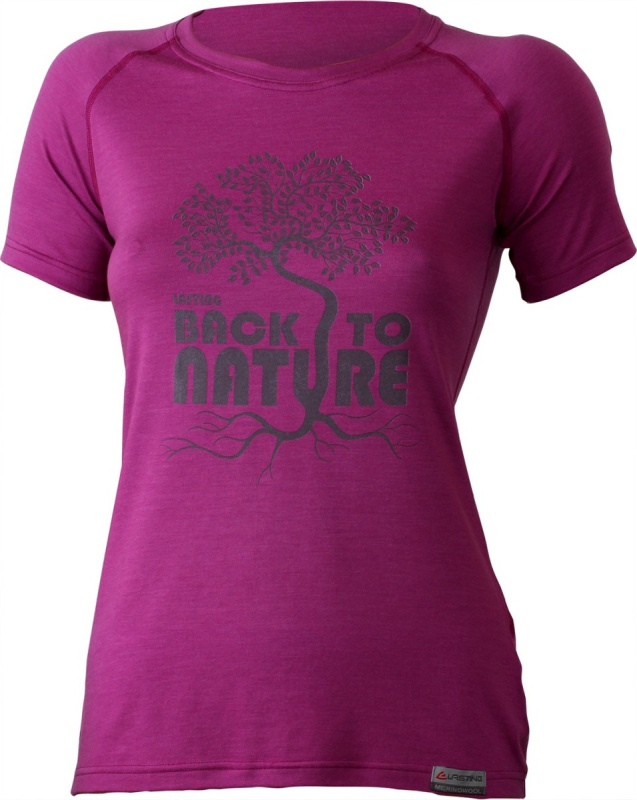 Dámské merino triko LASTING Back fialová Velikost: XL