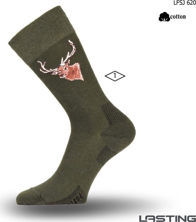 Bavlněné ponožky LASTING Lfsj zelené Velikost: (42-45) L