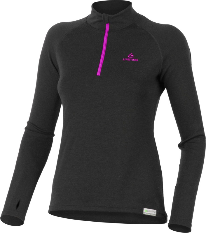 Dámská merino mikina LASTING Laura černá Velikost: XL