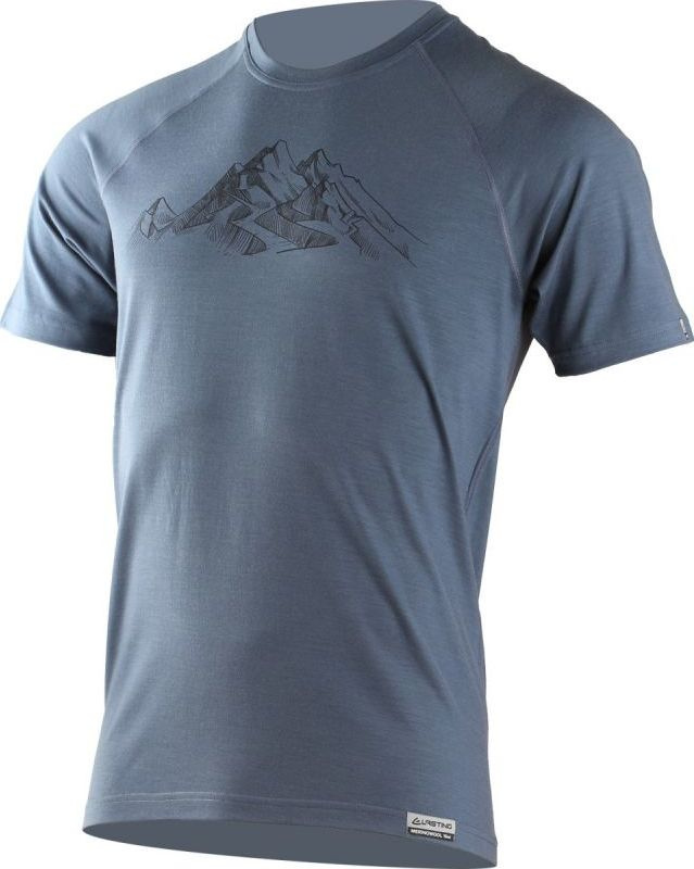 Pánské merino triko LASTING Hill modré Velikost: XXL