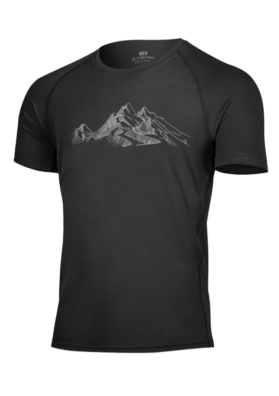 Pánské merino triko LASTING Hill černé Velikost: 3XL