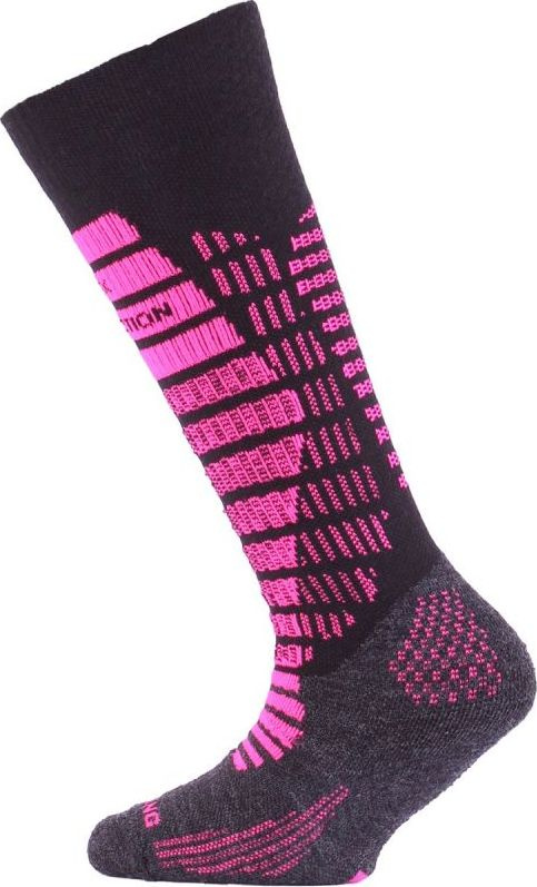 Dětské merino lyžařské ponožky LASTING Sjr černé Velikost: (29-33) XS