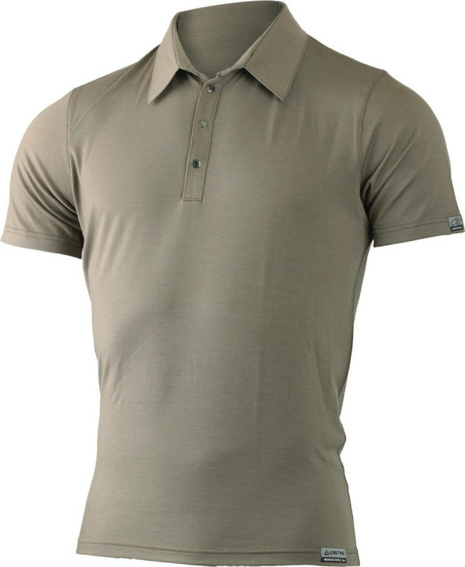 Pánská merino polo košile LASTING Eliot hnědá Velikost: XL