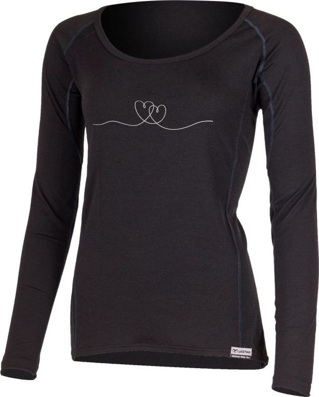 Dámské merino triko LASTING Lili černé Velikost: S