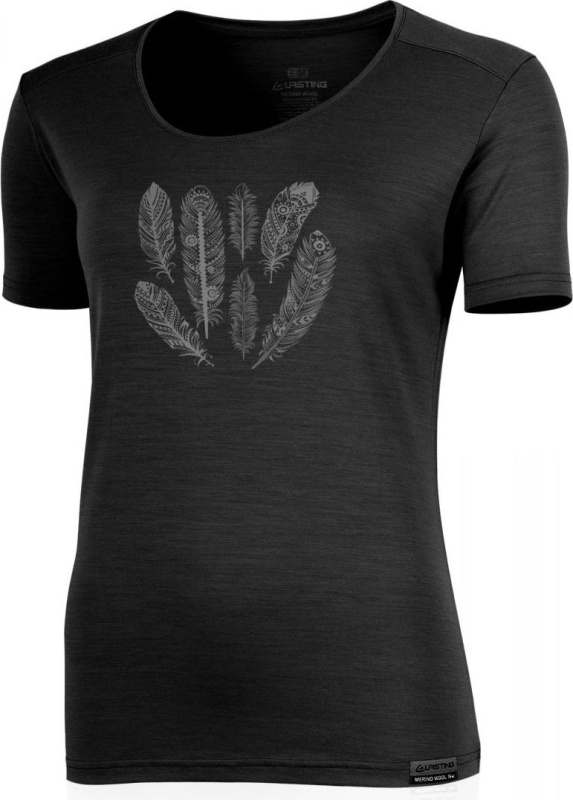 Dámské merino triko LASTING Ava černé Velikost: XXL