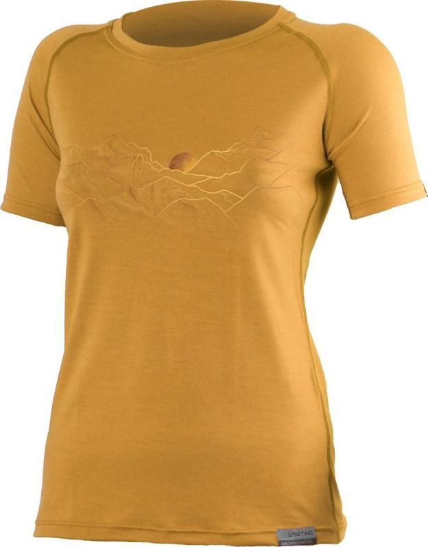 Dámské merino triko LASTING Lavy hořčicové Velikost: M