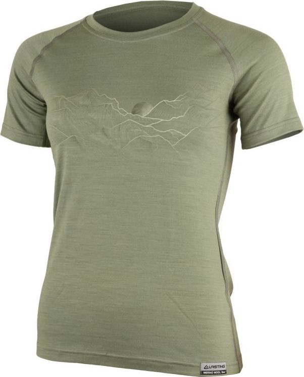 Dámské merino triko LASTING Lavy zelené Velikost: S