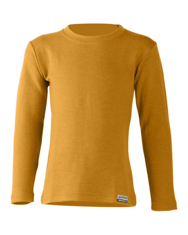 Dětská merino mikina LASTING Stony hořčicová Velikost: 120