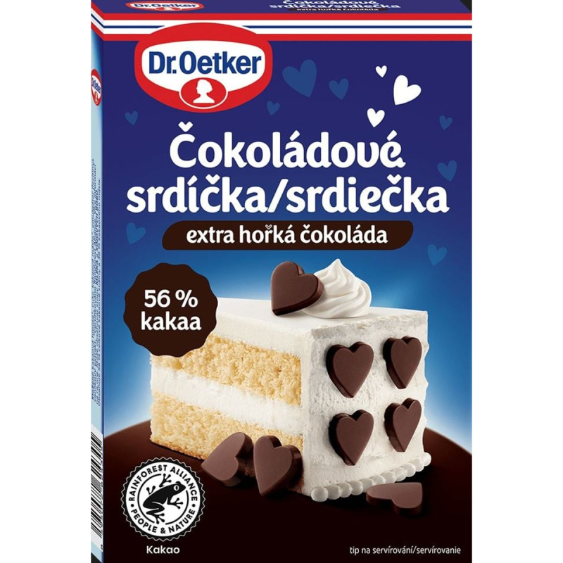 Dr.Oetker Čokoládová srdíčka extra hořká čokoláda
