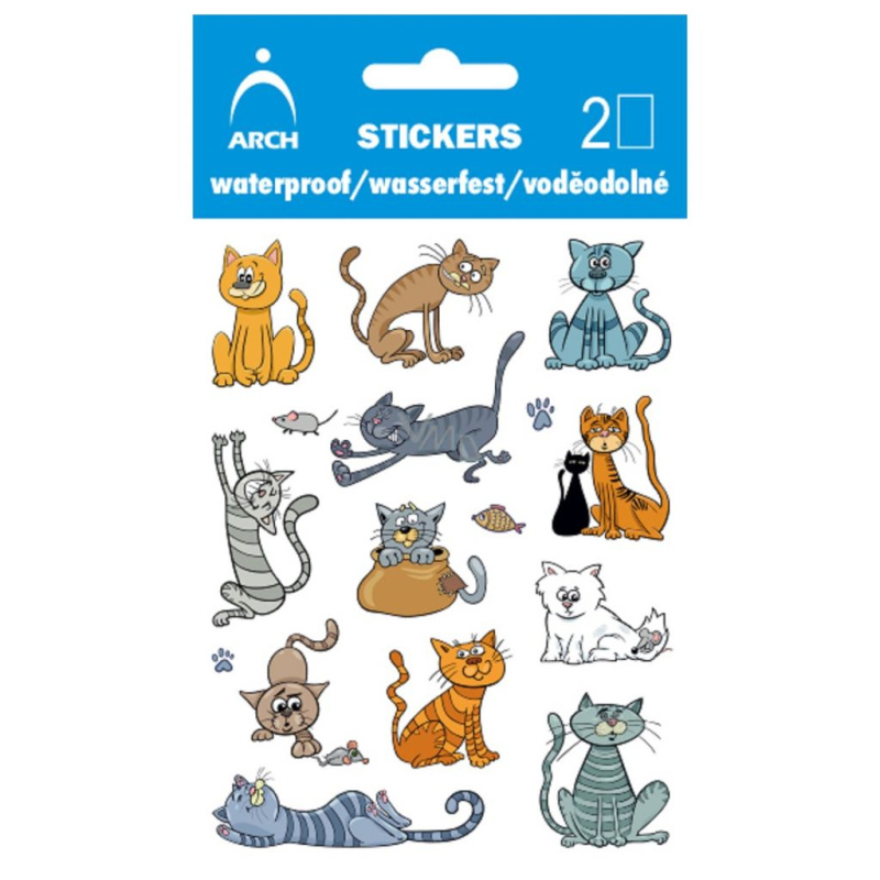 Samolepky voděodolné 9,5x12,5cm - Kočky 3