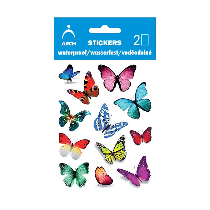 Samolepky voděodolné 9,5x12,5cm - Motýli