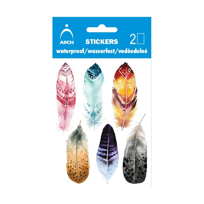 Samolepky voděodolné 9,5x12,5cm - Peří