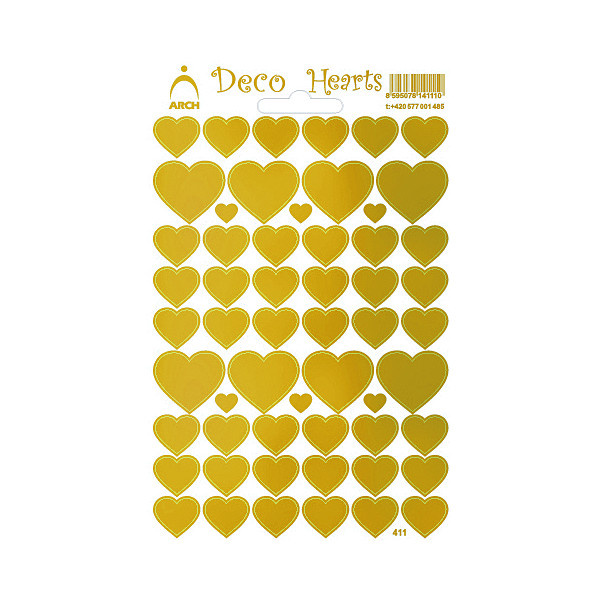 Samolepky 11,5x18cm - Zlatá srdíčka