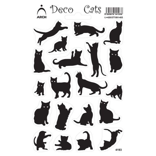 Samolepky průhledné 11,2x17cm - Kočky