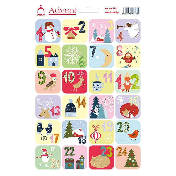 Samolepky Adventní kalendář sněhulák