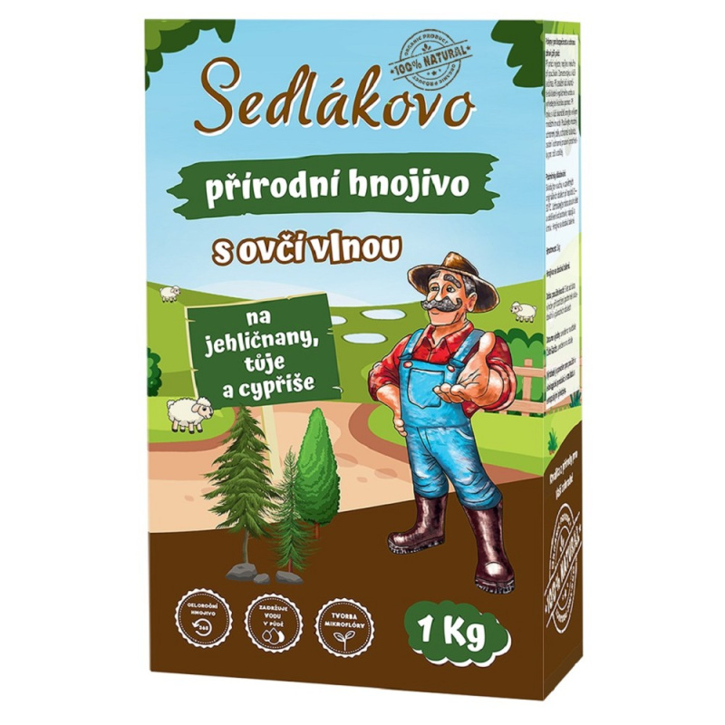 Sedlákovo hnojivo s ovčí vlnou na jehličnany, tůje a cypřiše 1 kg
