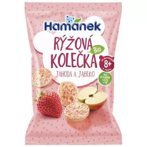 HAMÁNEK Rýžová kolečka jahoda a jablko BIO 35 g