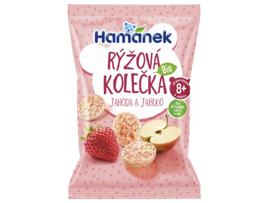 HAMÁNEK Rýžová kolečka jahoda a jablko BIO 35 g