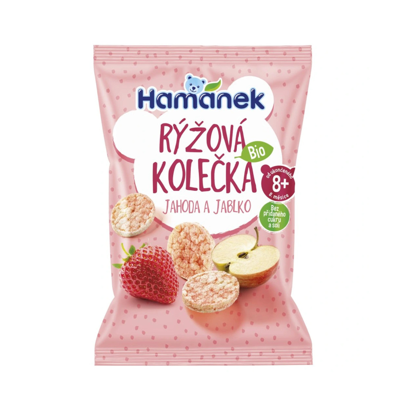 HAMÁNEK Rýžová kolečka jahoda a jablko BIO 35 g