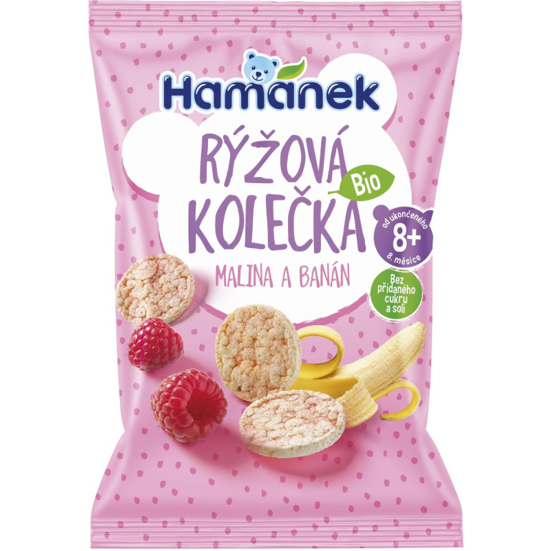 Hamánek BIO Rýžová kolečka malina a banán