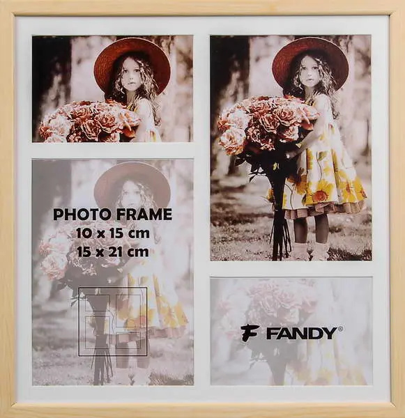 Fotorámeček dřevěný Style gallery 02 3 světle hnědý - 4 foto, rozměr rámečku 37,5 x 38,5 cm