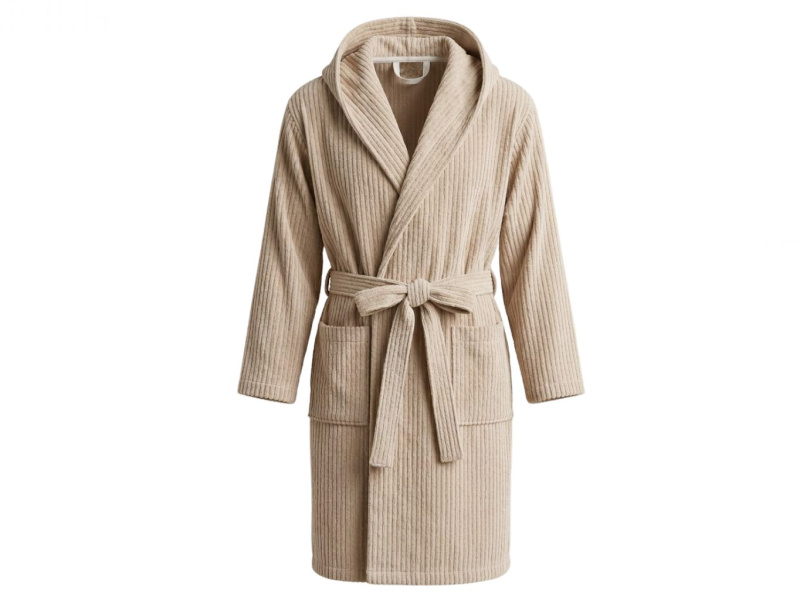 PEMITEX Froté župan 3D pruh s kapucí Barva: Béžová, Velikost: L