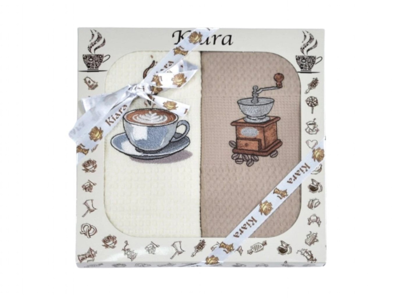 Praktik Dárková sada utěrek KIARA Šálek a mlýnek (2 ks)