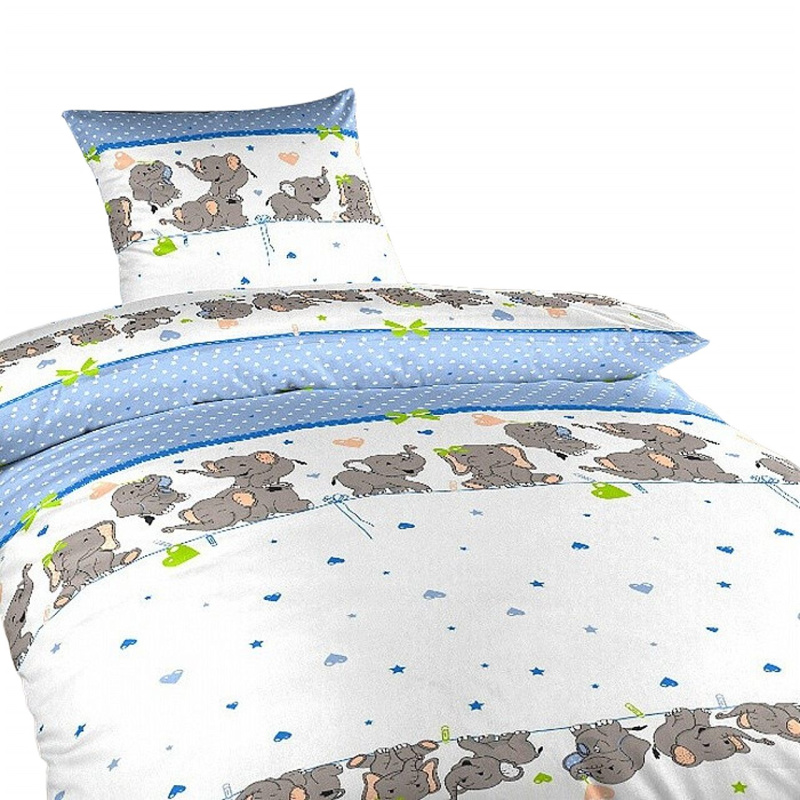 Dadka Povlečení krep Sloni denim Varianta: Povlečení krep Sloni denim 140x200, 70x90 cm
