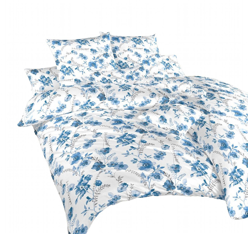 Dadka Povlečení flanel Kvítí modré na bílém Varianta: Povlečení flanel Kvítí modré na bílém 140x200, 70x90 cm