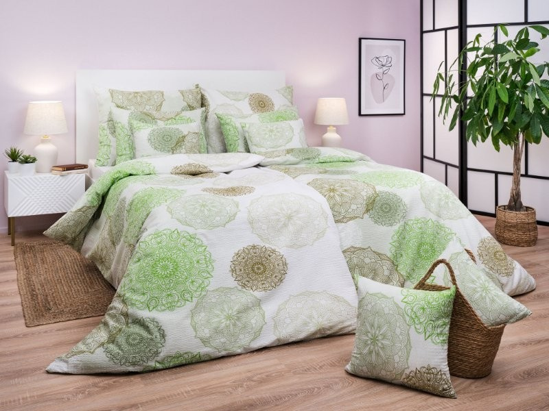DADKA VRACOV Povlečení flanel Magic světle zelená 140x200, 70x90 cm