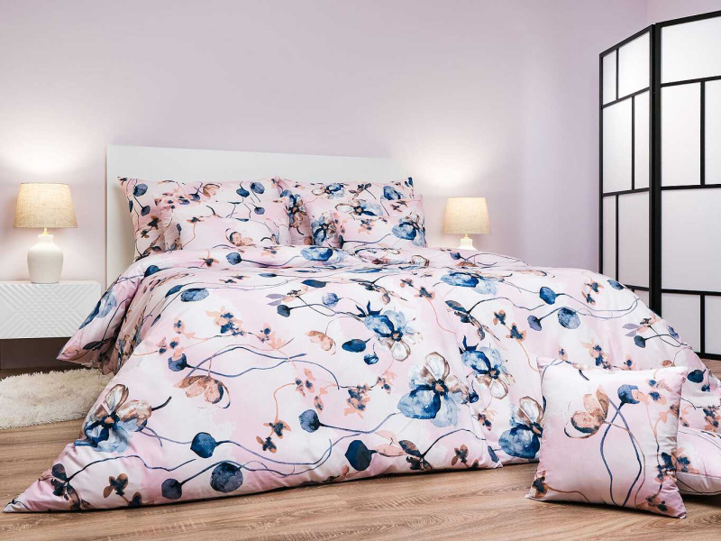 DADKA VRACOV Povlečení krep Bloom elegance pudrová 140x200, 70x90 cm