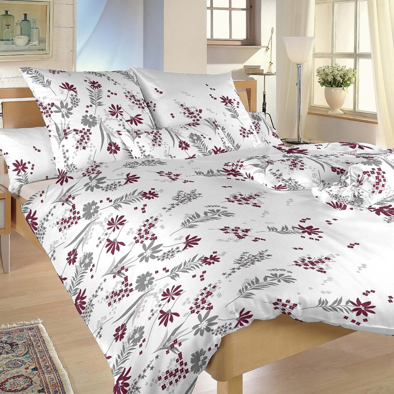 Dadka Povlečení krep Agáta vínová na bílém Varianta: Povlečení krep Agáta vínová na bílém 140x200, 70x90 cm
